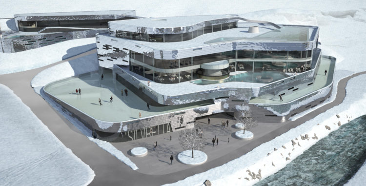 Ischgl: Silvretta-Therme, die 2022 mit 1000 Quadratmeter Wasserflächeund umlaufender Eisbahn fertig sein soll. Foto: TVB Paznaun – Ischgl